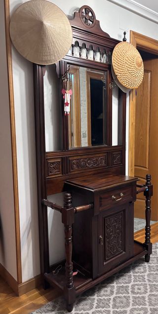 Mueble recibidor caoba keen réplicas tallado
