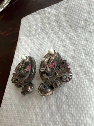 Pendientes originales rosas y plateados