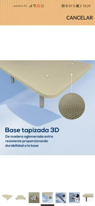 Base tapizada de tela