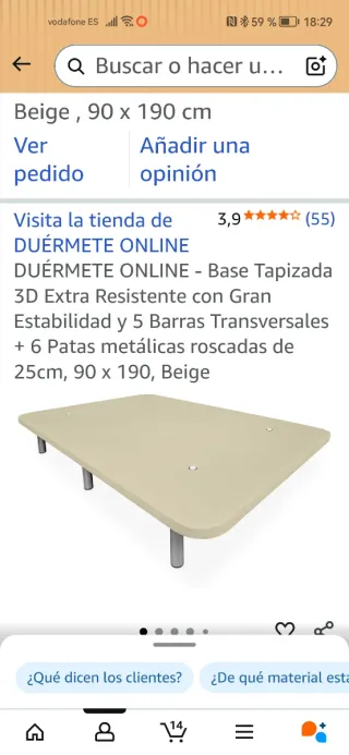 Base tapizada de tela