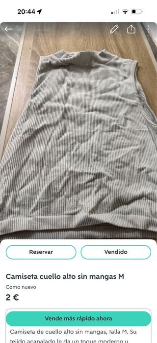 Camiseta cuello alto sin mangas M