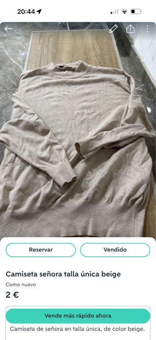 Camiseta beige talla única mujer