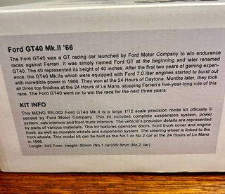 Maqueta Meng 1/12 Ford GT40 Mk.II '66