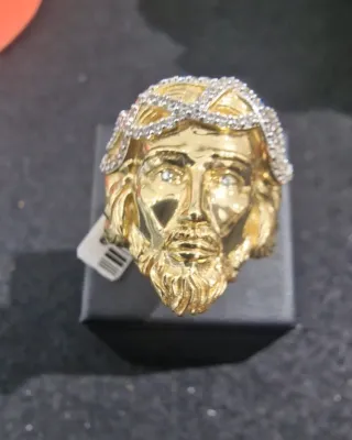 Anillo Oro 18kt Cara Cristo Circonitas