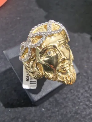 Anillo Oro 18kt Cara Cristo Circonitas