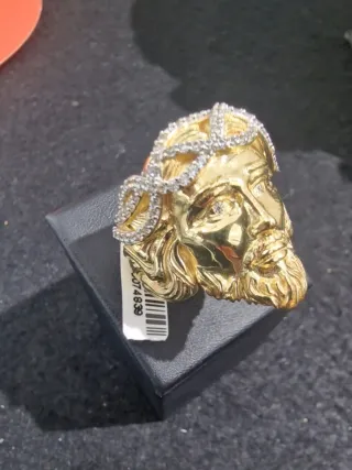 Anillo Oro 18kt Cara Cristo Circonitas
