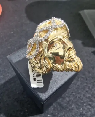 Anillo Oro 18kt Cara Cristo Circonitas