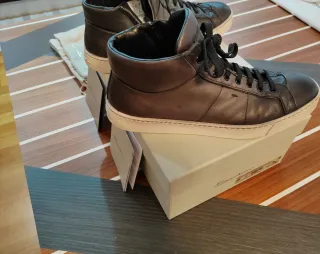 Santoni Sneakers Alte Pelle Nere/Grigie Tg 42