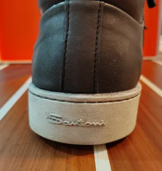 Santoni Sneakers Alte Pelle Nere/Grigie Tg 42