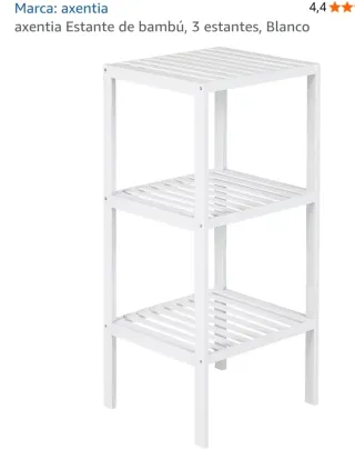 Estantería bambú axentia 3 baldas blanca
