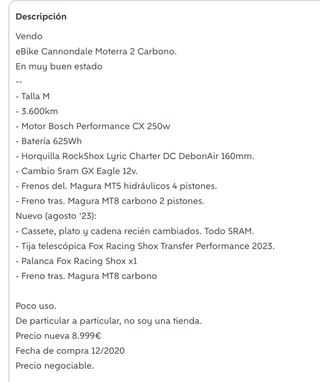 Bicicleta E-Bike Cannondale Moterra 2 Carbono