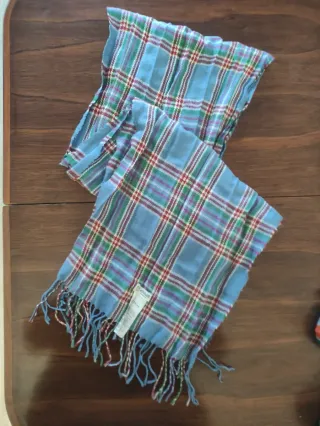 Bufanda de cuadros azul y multicolor