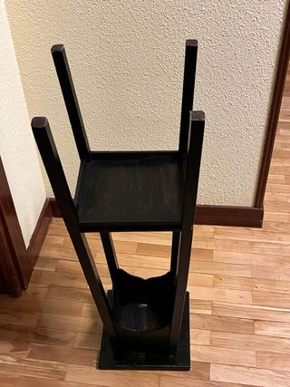 Pedestal Macetero Madera Negro