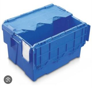 Caja apilable de plástico resistente azul