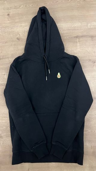Sudadera negra con capucha y logo de aguacate