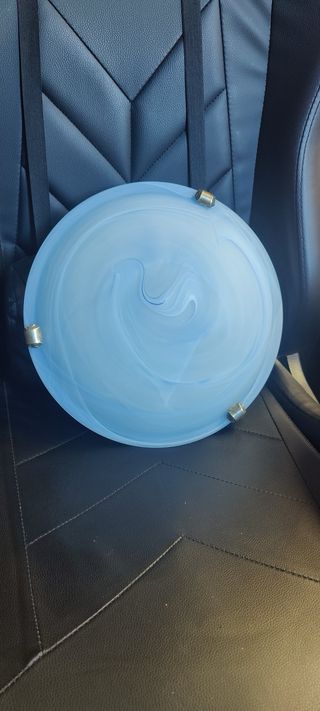 Lámpara de techo cristal azul y blanco