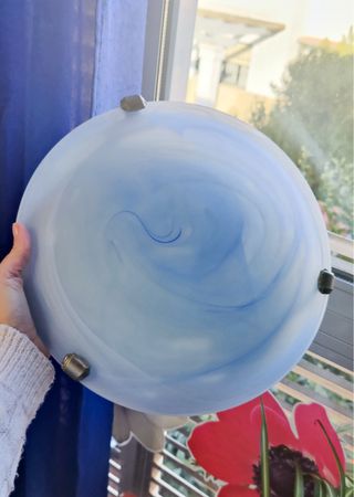 Lámpara de techo cristal azul y blanco