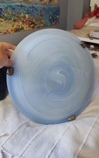 Lámpara de techo cristal azul y blanco