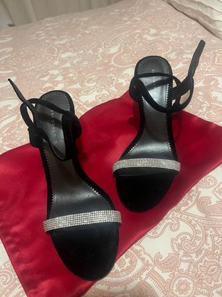 Sandalias Zara Terciopelo y Brillos Talla 38