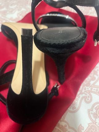 Sandalias Zara Terciopelo y Brillos Talla 38