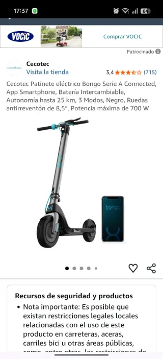 2 Patinetes Eléctricos Cecotec Bongo