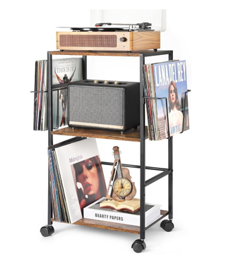 Mueble para discos de vinilo, tocadiscos, revistas