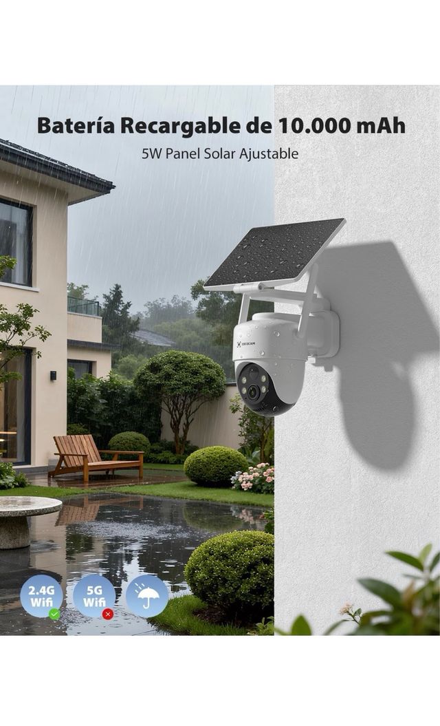 COCOCAM Cámara Vigilancia 4K WiFi Exterior Solar