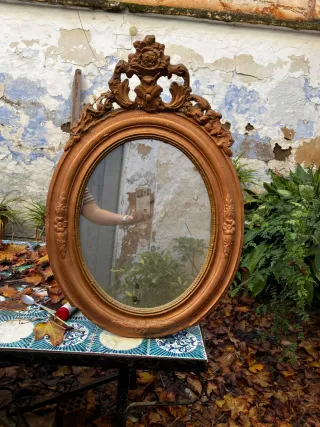 Espejo Vintage Dorado Ovalado