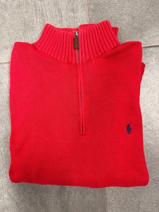 Polo Ralph Lauren Jersey Rojo Media Cremallera