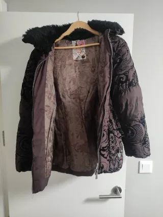 Abrigo Desigual Mujer Negro Marrón