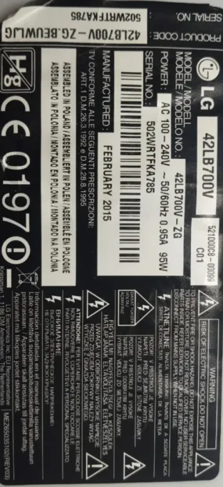 Fuente Alimentación LG EAX65424001(2.4) 42LB700V