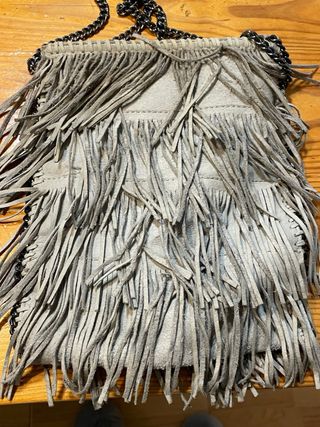 Borsa Stella McCartney con frange beige/grigio in pelle