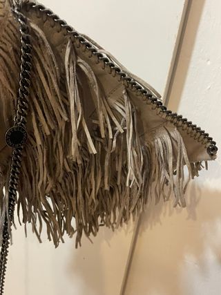 Borsa Stella McCartney con frange beige/grigio in pelle