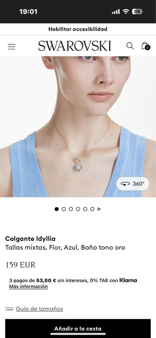 Colgante Flor Swarovski Azul y Dorado