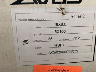 4 llantas AVUS AC-602 8X18 5X100 ET35 BLACK