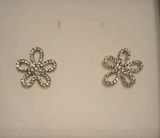 Pendientes Flor Brillantes Plata