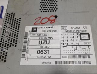 100107 13440631 sistema audio / radio opel corsa d