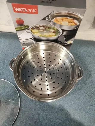 Olla vapor acero inoxidable con tapa cristal