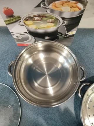 Olla vapor acero inoxidable con tapa cristal