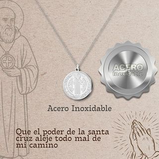 Colgante San Benito Acero | Protección y Fe