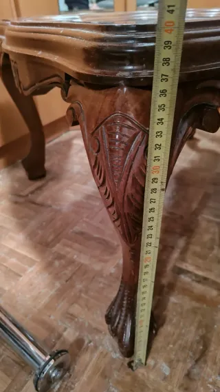 Mesa auxiliar madera y mármol