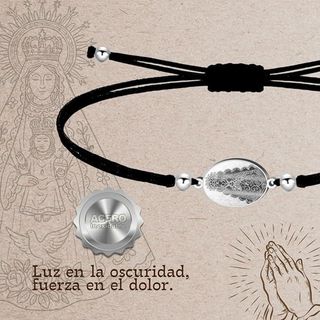 Pulsera Virgen del Rocío hilo negro, NUEVA