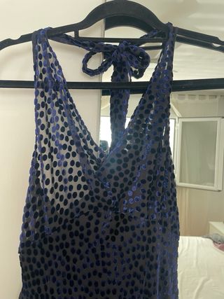 Vestido largo de fiesta con lunares