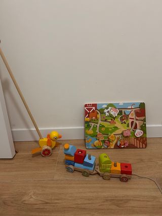 Lote Juguetes Madera Tren Pato Puzzle