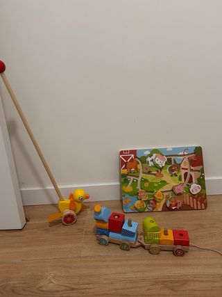 Lote Juguetes Madera Tren Pato Puzzle