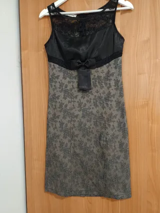 Vestido fiesta negro y gris Talla M