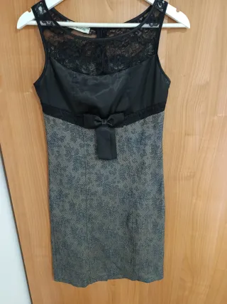 Vestido fiesta negro y gris Talla M