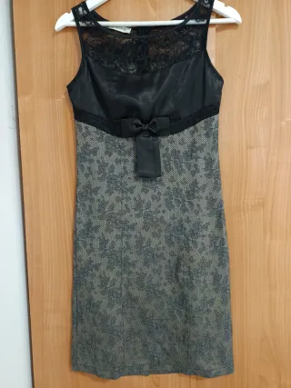 Vestido fiesta negro y gris Talla M