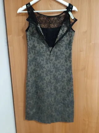 Vestido fiesta negro y gris Talla M