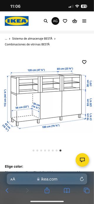 Mueble/vitrina salón blanco y cristal